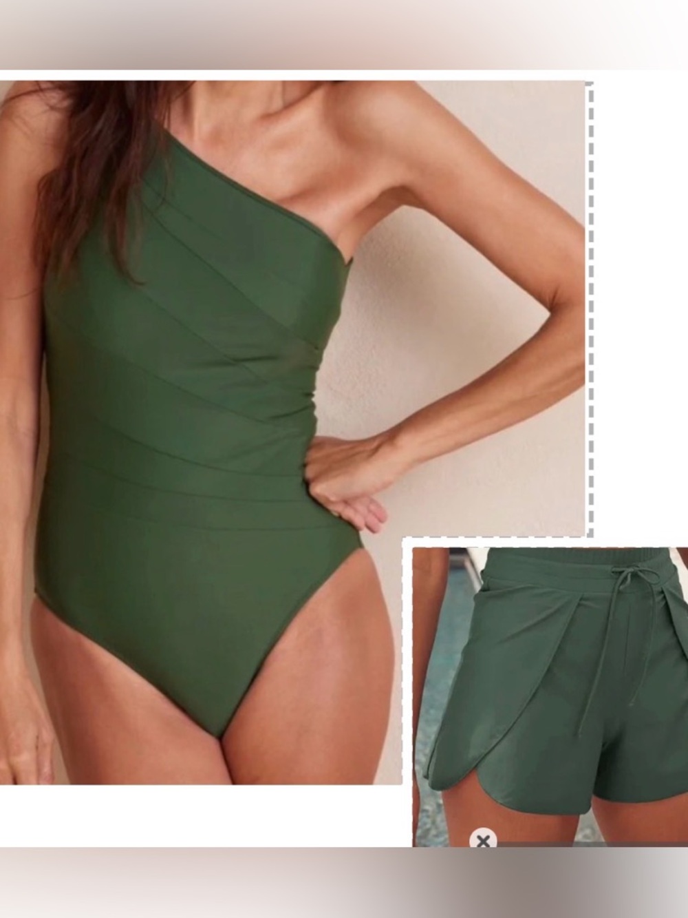 Summersault Sidestroke. Olive Green w/ Matching Size Small Shorts